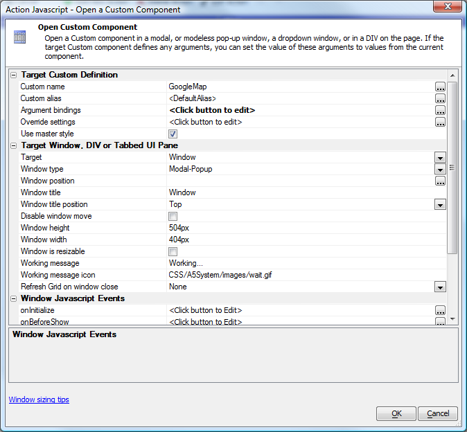 Open A Custom Component
